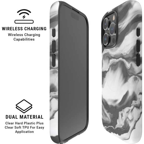 Grey Marble Ink iPhone 16 Pro Magsafe Impact Case